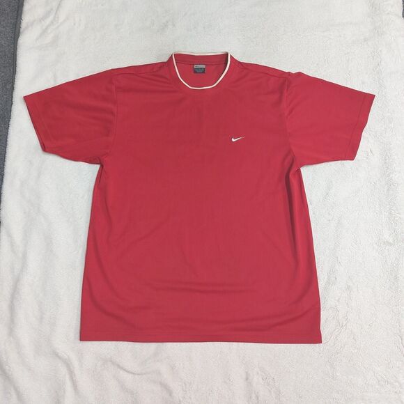 Vintage Nike Shirt Red Embroidered Swoosh Y2K Gray Tag Mens Size Large Soccer - Picture 1 of 8